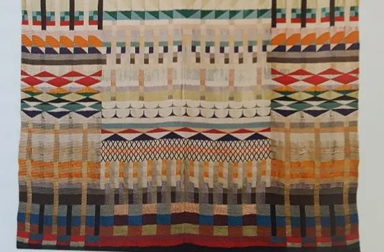 Detail aus: Gunta Stölzl, 5 Chöre (5 Choirs), 1928 Cotton, wool, rayon and silk. 90 1/5 x 56 3/10 inches @St. Annen-Museum/ Fotoarchiv der Hansestadt Lübeck