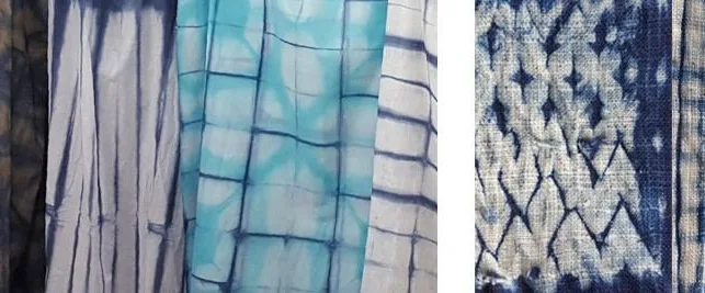 japanische färbetechniken: mokume shibori und zwei- oder dreifarbige itajime shibori